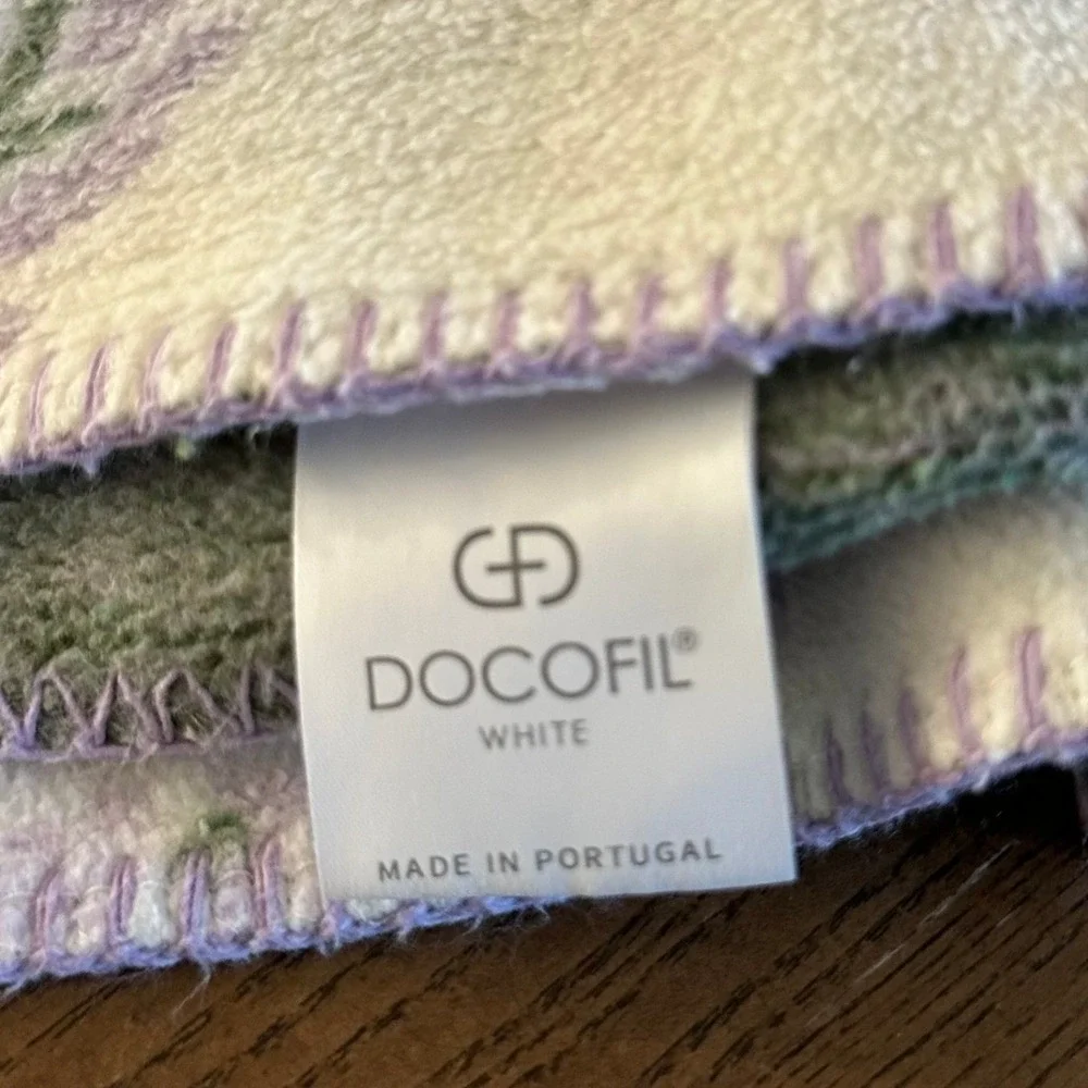 Docofil White Lavender Floral Cotton Blend Throw Blanket Made in Portugal 50x60